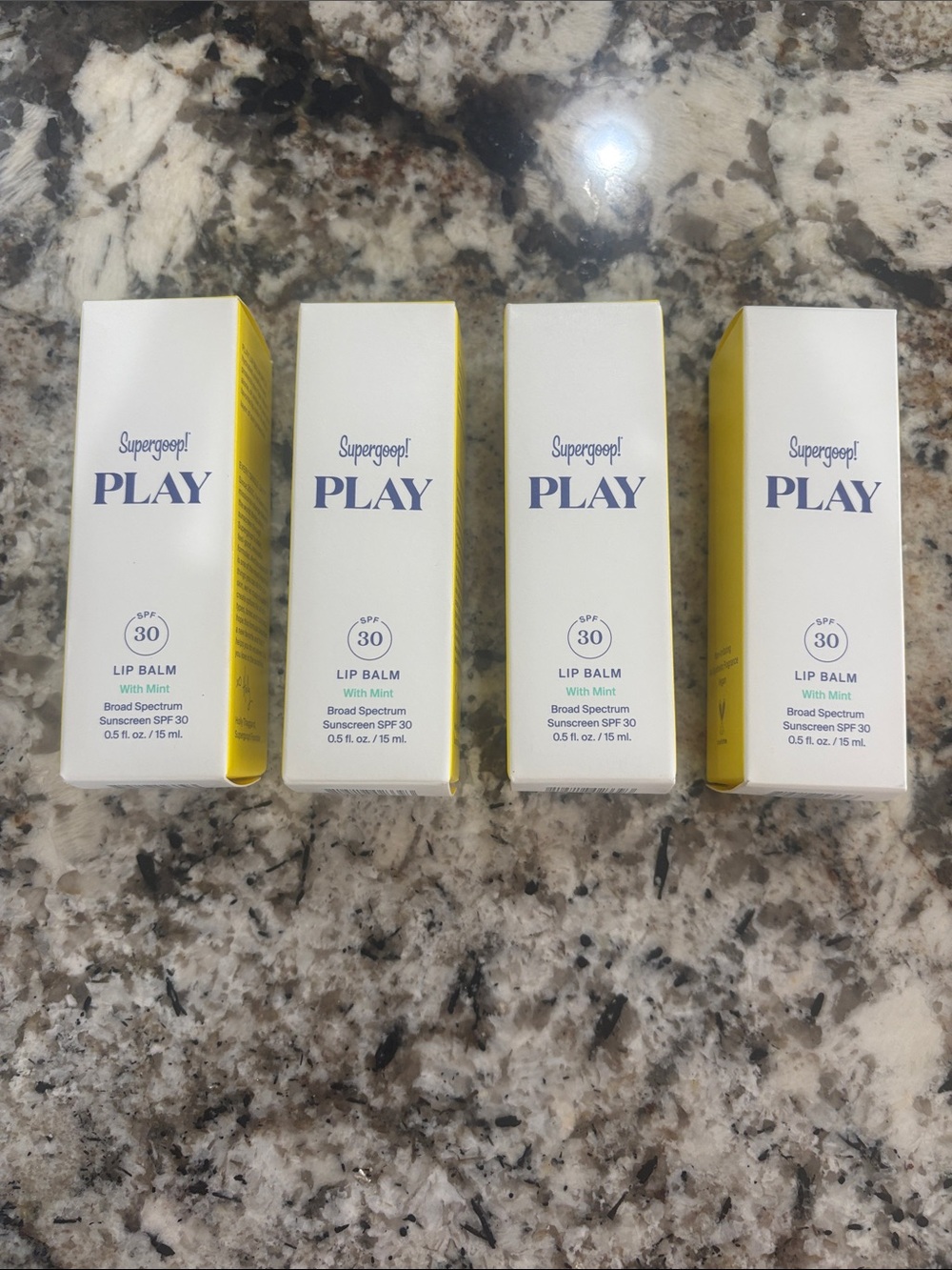 Supergoop! PLAY SPF 30 Lip Balm with Mint - 4 boxes with 0.5 fl oz in each